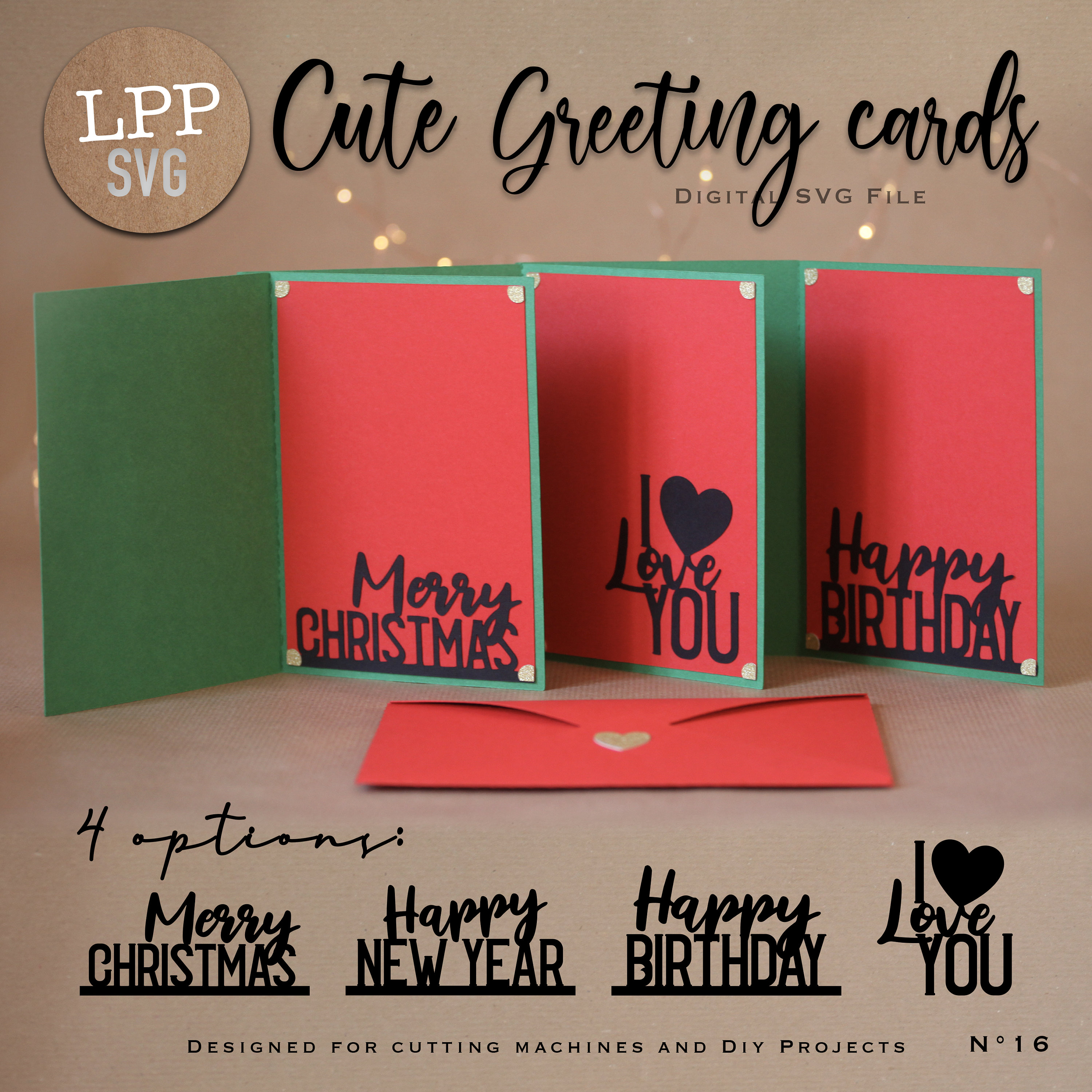 CUTE Greeting Cards SVG Set Instant Download Svg Project Etsy
