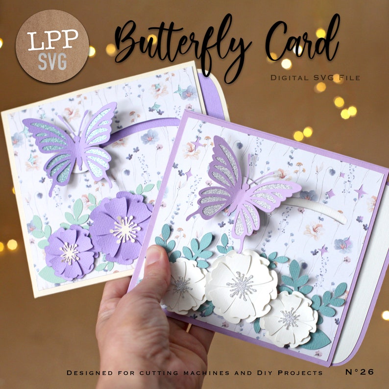 Carte PAPILLON - SVG 3D | Téléchargement instantané | Projet pour Cricut, Scanncut, Cameo - LPPSVG image 1