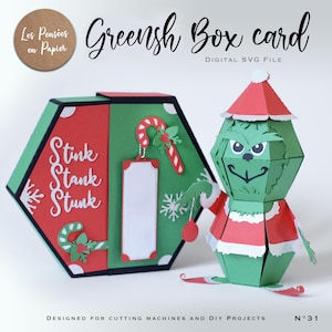 GRÜNE Weihnachtsbox-Karte – 3D SVG | Sofortdownload | Pop-up-Weihnachten | Projekt für Cricut, Scanncut, Cameo – LPPSVG
