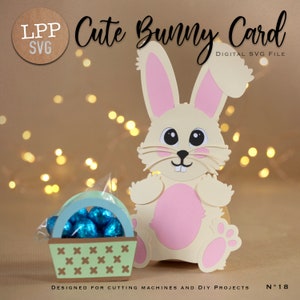 Carte de lapin mignon - SVG 3D | Téléchargement instantané | Pâques | Projet pour Cricut, Scanncut, Cameo - LPPSVG image 6