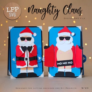 Der freche Weihnachtsmann – 3D SVG | Sofortdownload | Lustige Weihnachtskarte | Projekt für Cricut, Scanncut, Cameo – LPPSVG