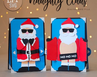 NAUGHTY Claus Christmas Card 3D SVG Pop-up Project | Instant Download| Project for Cricut, ScanNcut, Cameo| assembly video included | lppsvg