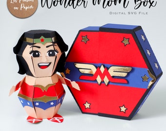 WONDER Mom Box - 3D SVG | Instant Download | Pop-up Hero | Project for Cricut, ScanNcut, Silhouette | LPPSVG