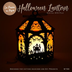 Linterna de Halloween 3D SVG | Plantilla para máquinas de corte Cricut, ScanNCut y Silhouette | Video de montaje incluido imagen 2