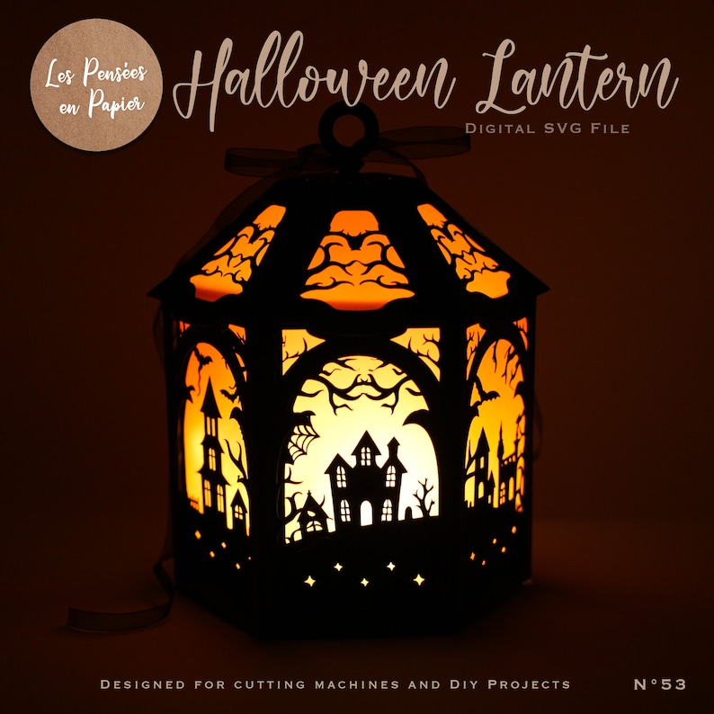 Linterna de Halloween 3D SVG | Plantilla para máquinas de corte Cricut, ScanNCut y Silhouette | Video de montaje incluido imagen 2