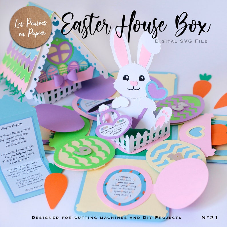 EASTER HOUSE Box SVG Easter Eggs Hunt Game Istant Download Christmas Svg Project for Cricut, Scanncut, Silhouette Exploding Box svg image 4