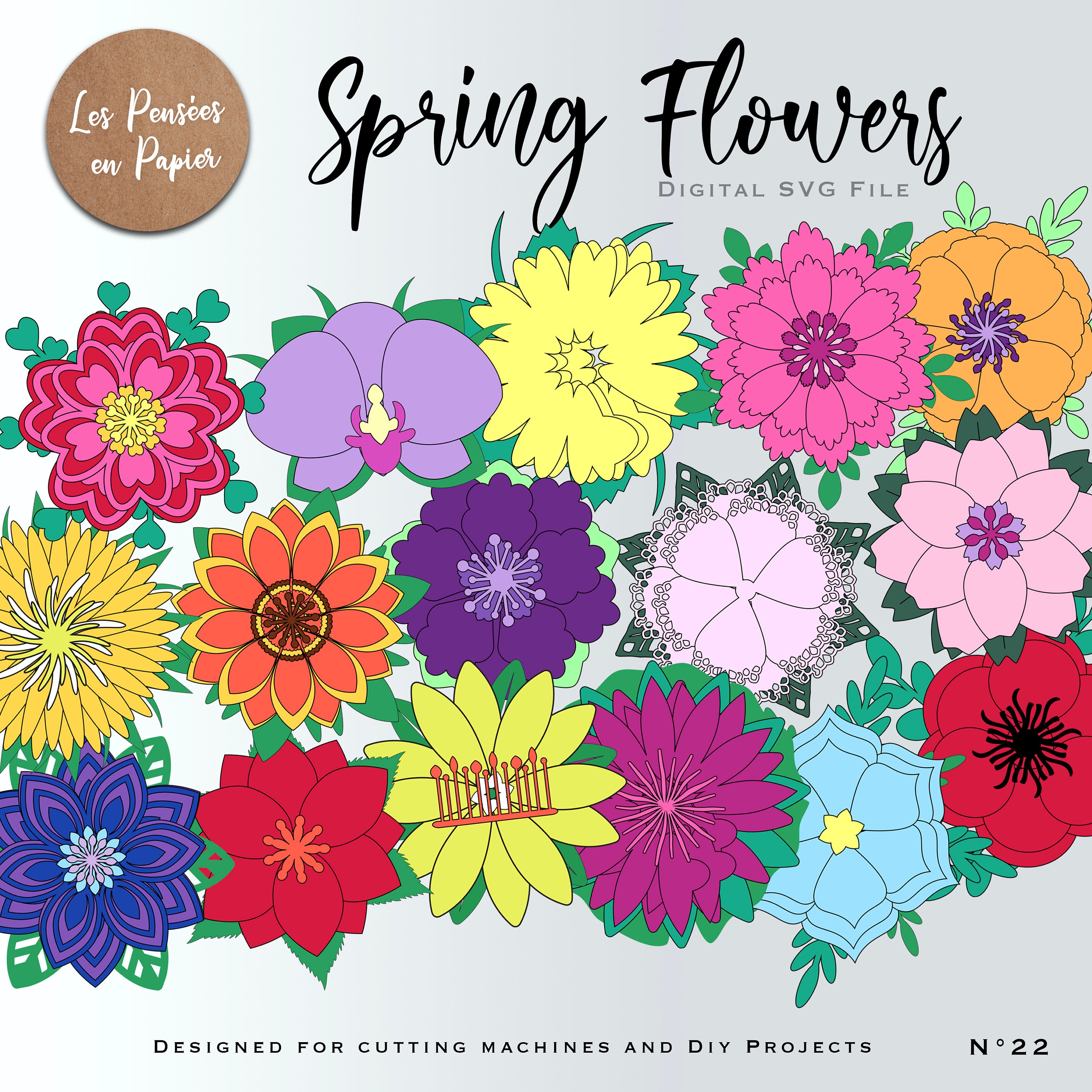 SPRING FLOWERS SVG 16 Designs Digital download Svg Project | Etsy