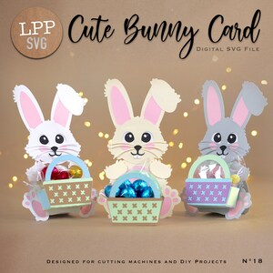Carte de lapin mignon - SVG 3D | Téléchargement instantané | Pâques | Projet pour Cricut, Scanncut, Cameo - LPPSVG image 5
