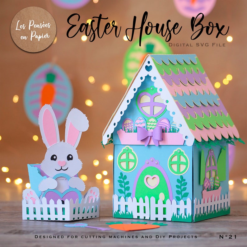 EASTER HOUSE Box SVG Easter Eggs Hunt Game Istant Download Christmas Svg Project for Cricut, Scanncut, Silhouette Exploding Box svg image 1
