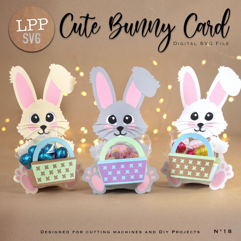Carte de lapin mignon - SVG 3D | Téléchargement instantané | Pâques | Projet pour Cricut, Scanncut, Cameo - LPPSVG image 1