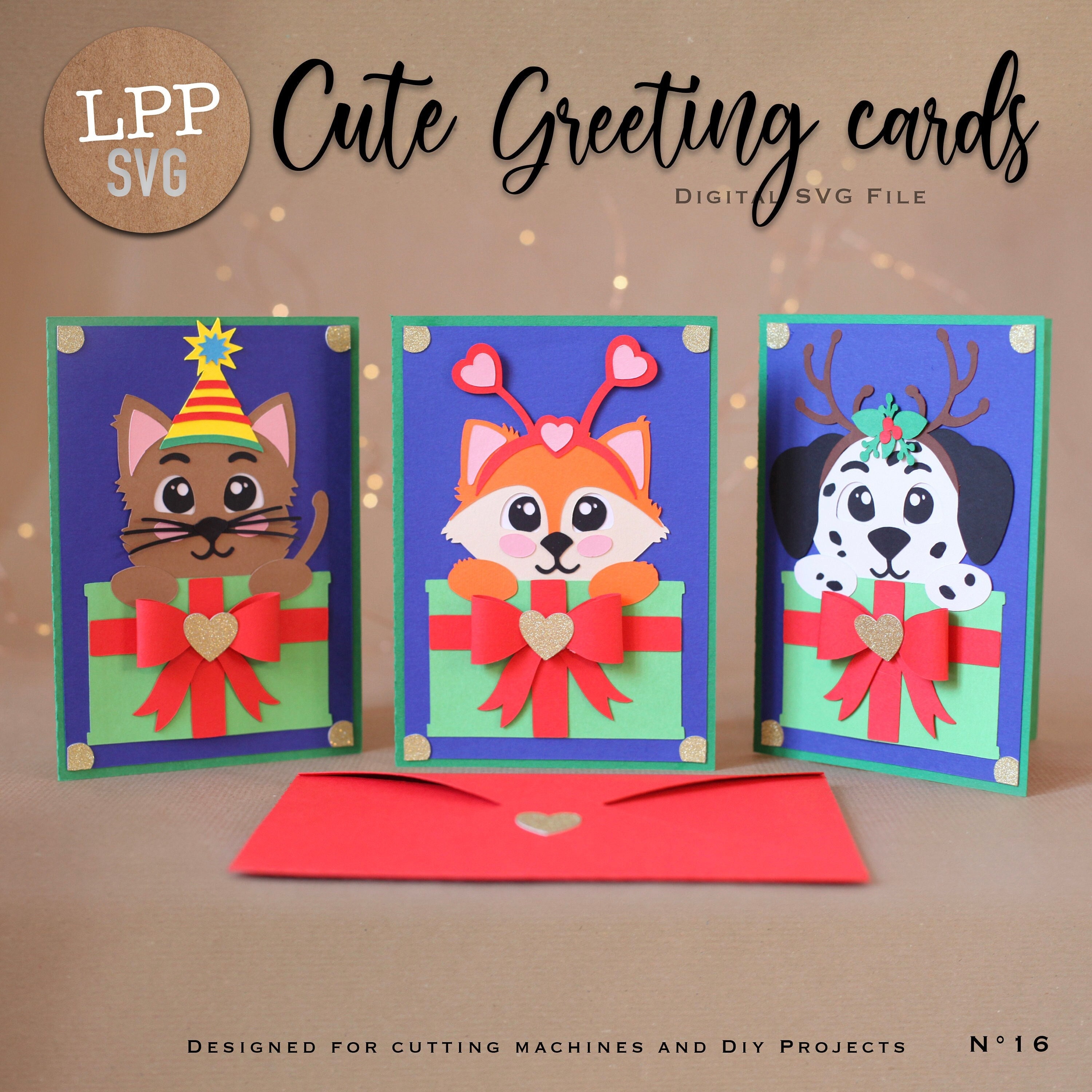 CUTE Greeting Cards SVG Set Instant Download Svg Project Etsy