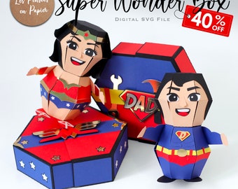 40%OFF | Wonder Mom + Super Dad - 3D SVG | Instant Download | Pop-up Hero Box | Project for Cricut, ScanNcut, Silhouette | LPPSVG