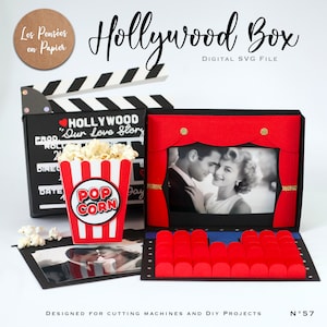 Caja HOLLYWOOD - SVG 3D | Descarga instantánea | Álbum de fotos de claqueta 10x15 | Proyecto para Cricut, Scanncut y Cameo - LPPSVG