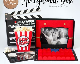 Boîte HOLLYWOOD - SVG 3D | Téléchargement instantané | Album photo clap 10x15 | Projet pour Cricut, Scanncut, Cameo - LPPSVG