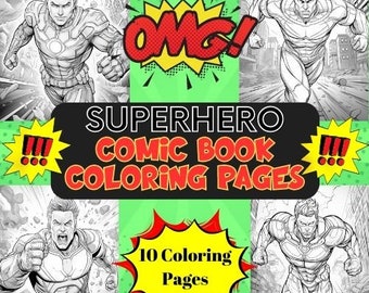 Printable Vintage Comic Book Style Coloring Pages for Adults - Etsy