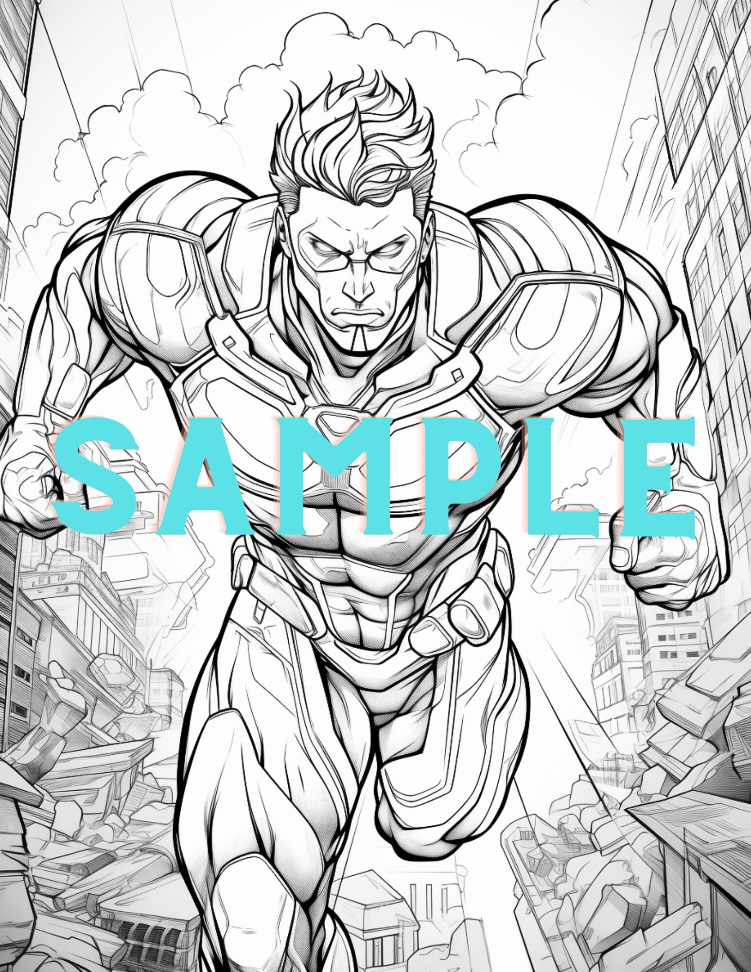 SUPERHERO COMIC BOOK Coloring Pages - Etsy