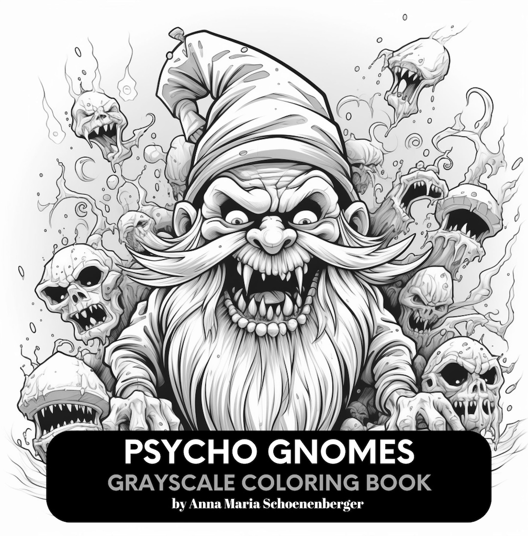 PSYCHO GNOMES-50 AI Grayscale Coloring Pages - Etsy