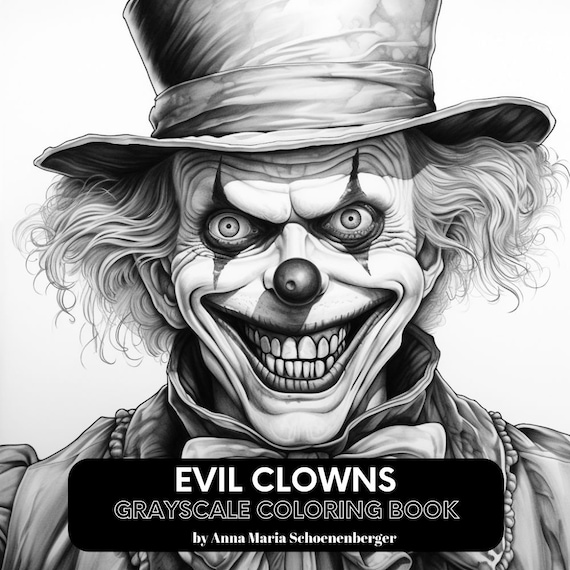 EVIL CLOWN - 50 Grayscale Coloring Pages - Etsy