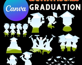 Canva フレーム - 卒業式 - カード、モックアップ、装飾などに使える、ドラッグ アンド ドロップで編集可能な 10 種類のシルエット フレーム