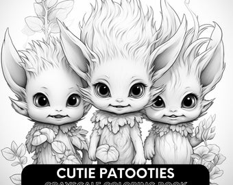 CUTIE PATOOTIES - AI 50 Grayscale Coloring Pages