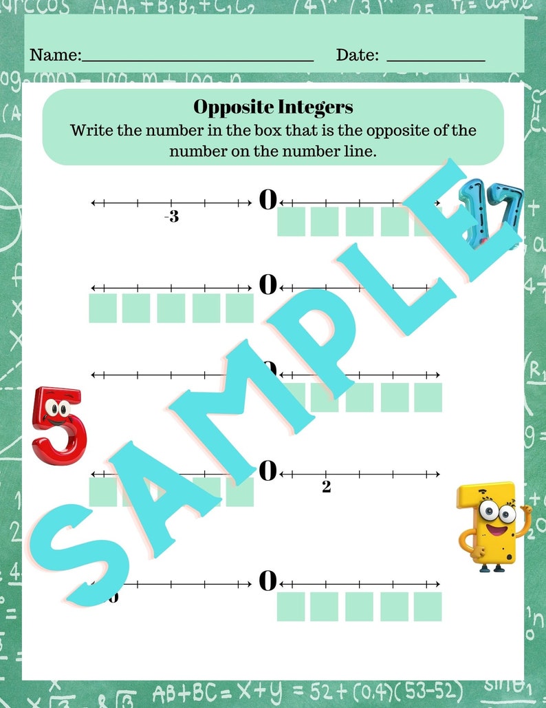 Integers-6th Grade Math Worksheets for Middle School Students - Etsy