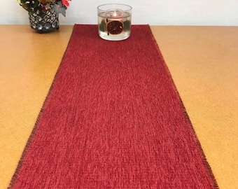 140 cm long Fringed Table Red Beige Table Decor