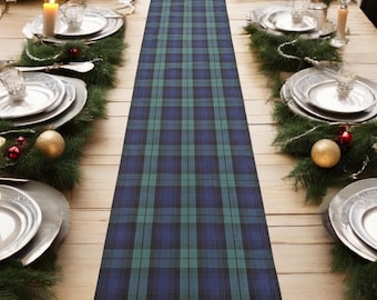 From 70 to 500 cm Long BLACK WATCH Cotton Tartan Runner Placemat Table Napkins Plaid Burns Night