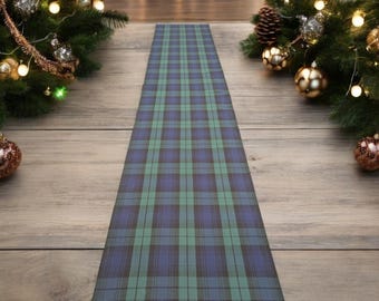 From 70 to 500 cm Long BLACK WATCH Cotton Tartan Runner Placemat Table Napkins Plaid Burns Night