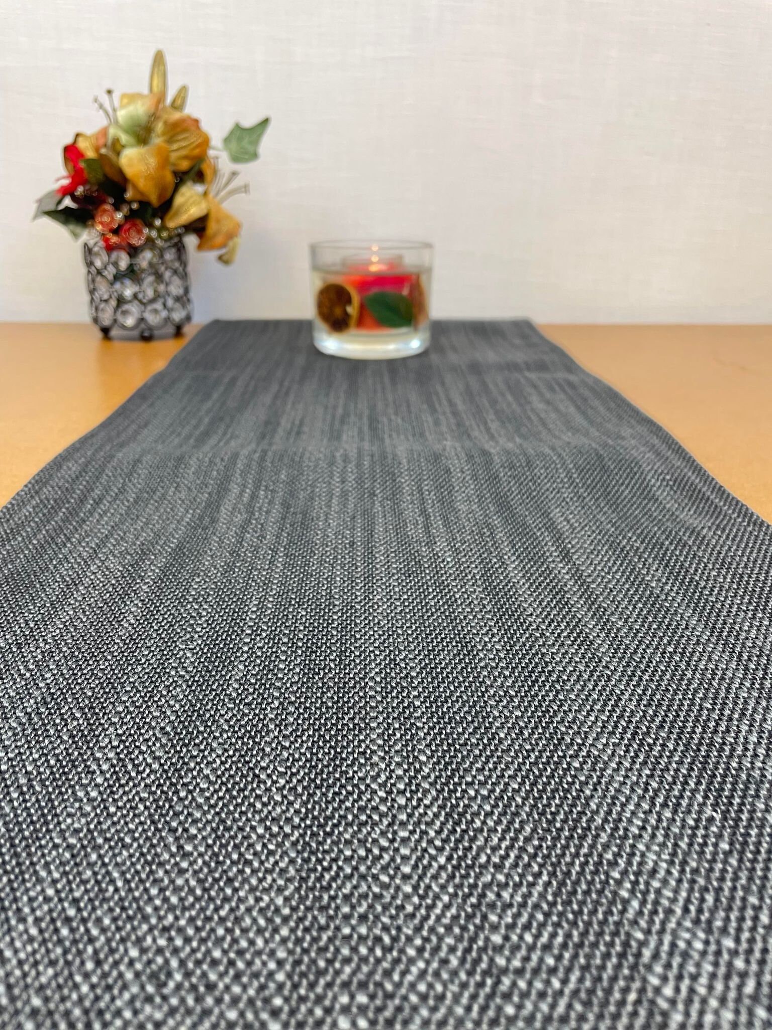 210 120 Cm Long Table Runner Black Grey Table Decor Etsy UK