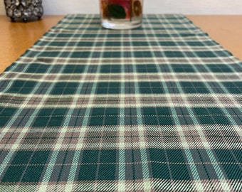 From 70 to 300 cm Long  Runner Placemat Table Napkins Green Beige Brown Tartan Irvine Poly Viscose Plaid