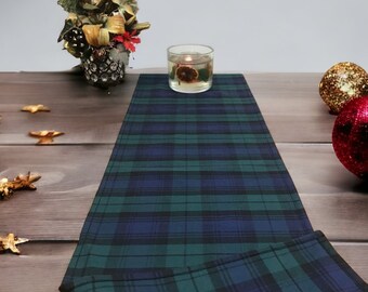 From 70 to 500 cm Long BLACK WATCH Cotton Tartan Runner Placemat Table Napkins Plaid Burns Night