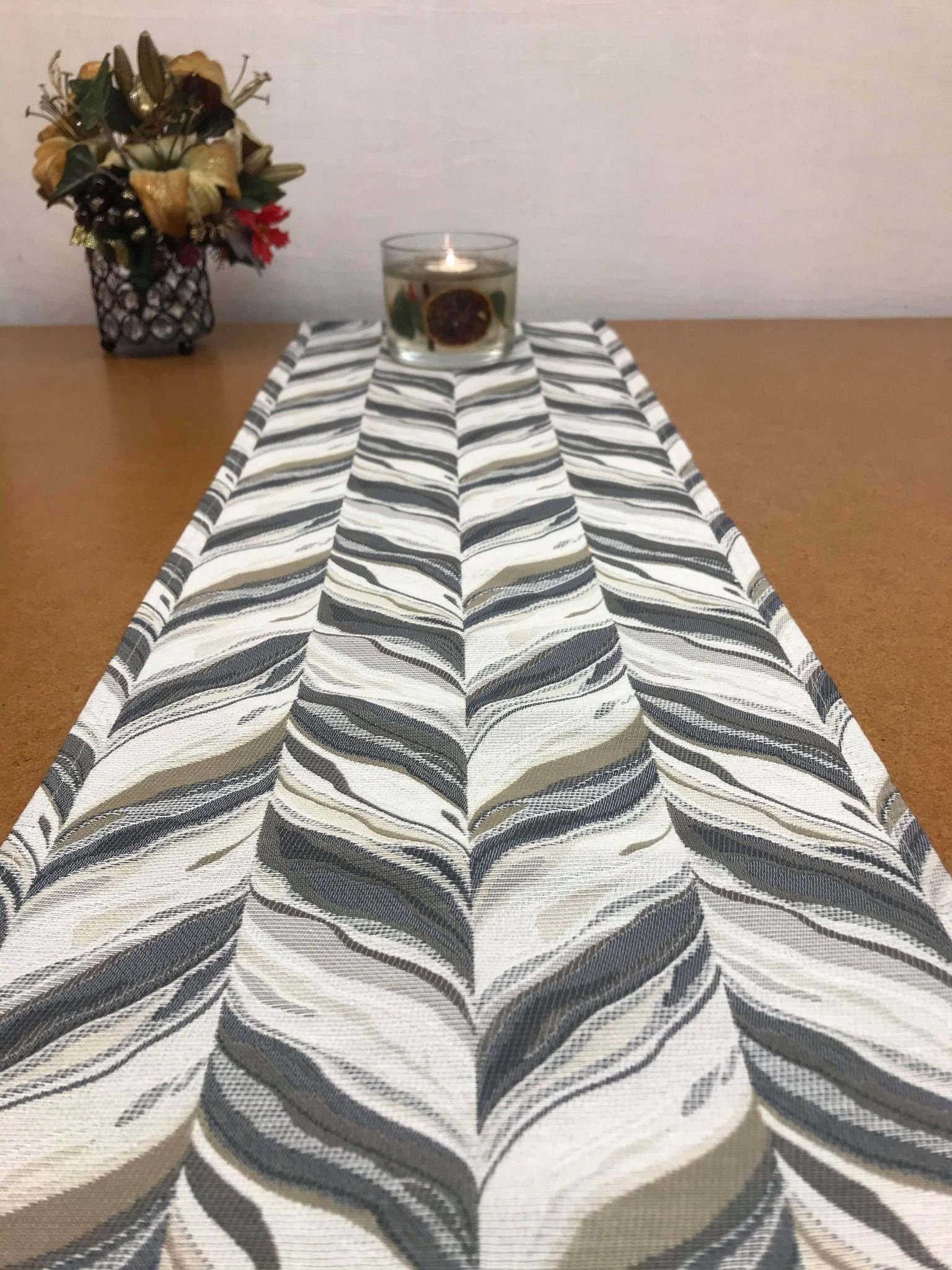 Table Runner Black Grey Ivory beige Table Decor Etsy