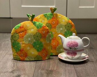 TEA COSY. Teapot Cover for a Retro Kitchen Lemon Lime Grapefruit