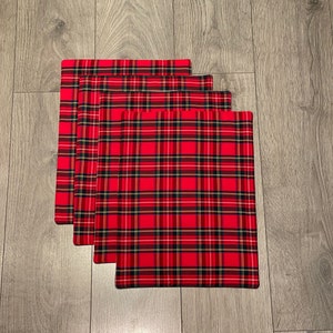 Cotton Table Placemat Padded Red Royal Stewart Tartan Burns Night Plaid