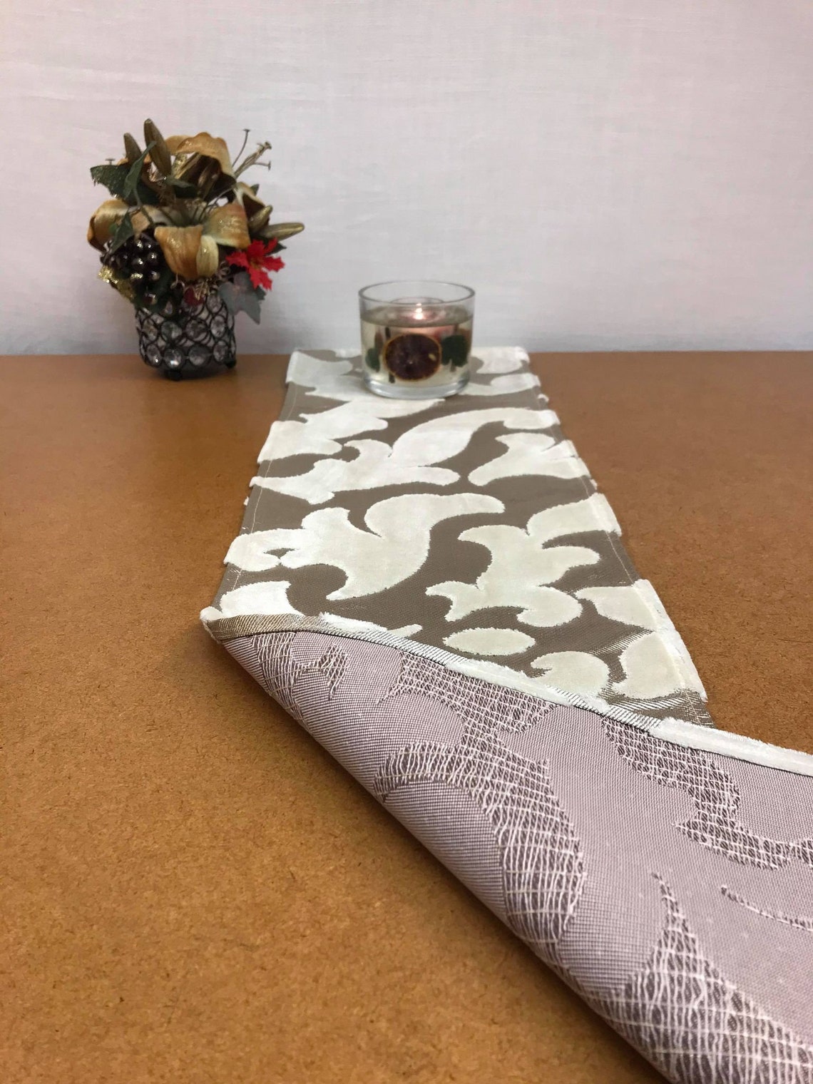 148 Cm Longtable Runner Silver Grey Ivory Table Decor Etsy India