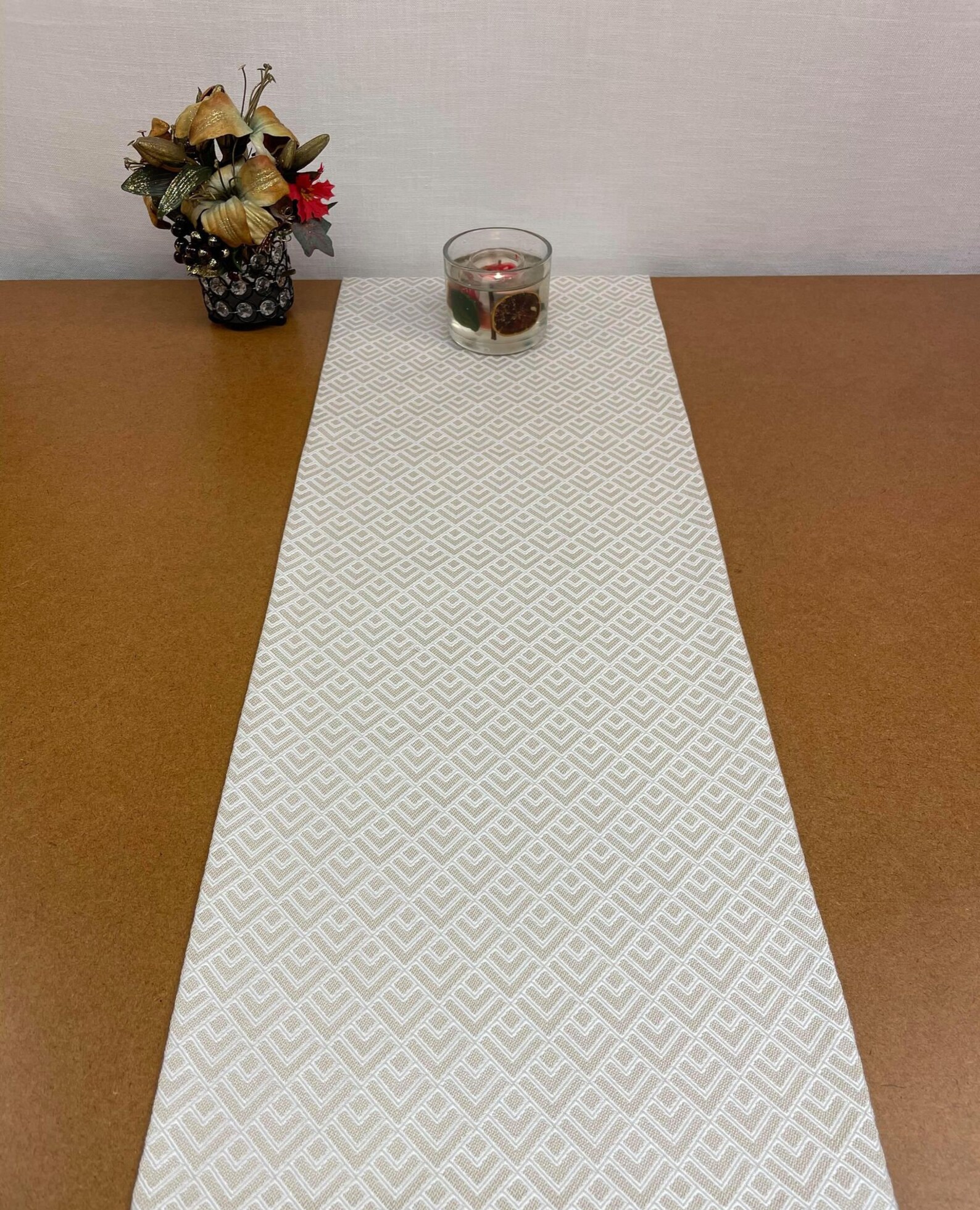 240 Cm Long Table Runner Beige Gold Ivory Beige Decor Table Etsy UK