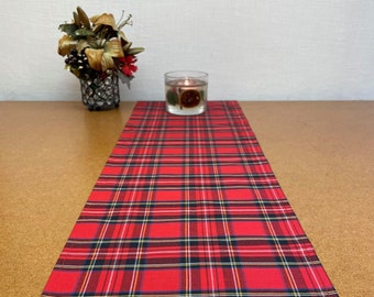 From 70 to 500 cm Long Red Royal Stewart Cotton Tartan Runner Placemat Table Napkins Burns Night Plaid