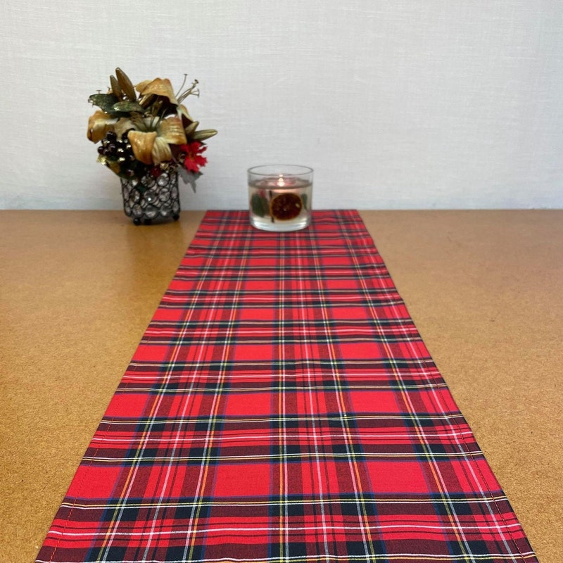 Stewart (High Stewards) Tartan Crest Table Runner - Cotton table runner