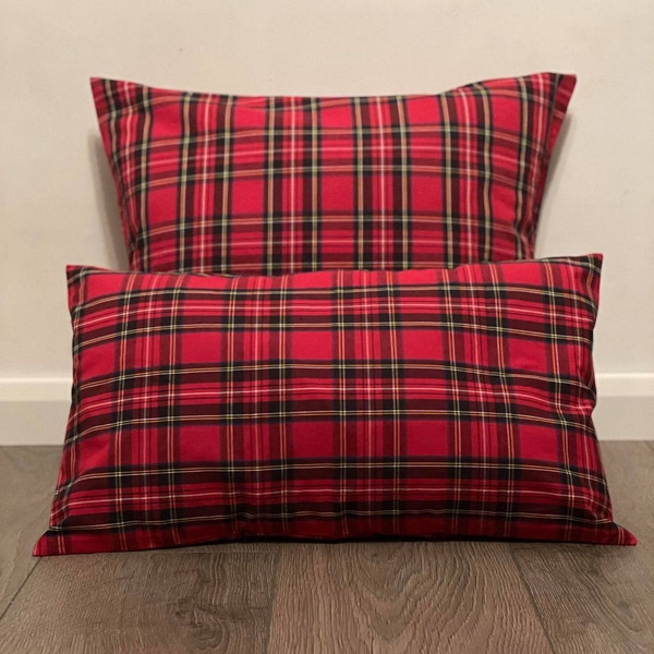 Red Plaid Sofa Throw Etsy