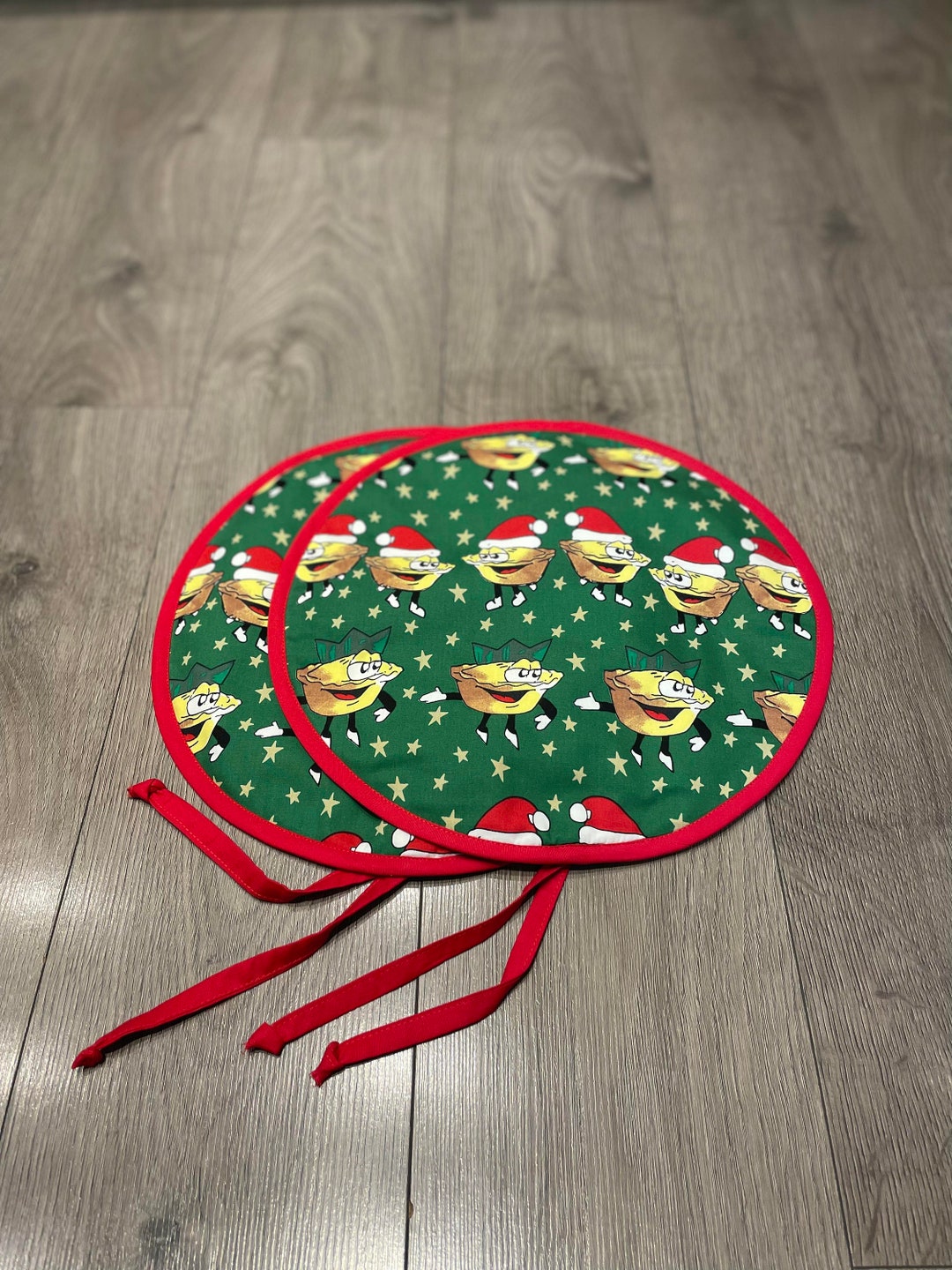 Aga Hob Lid Mat Pad Round Hob Cover With Straps Christmas Red Etsy