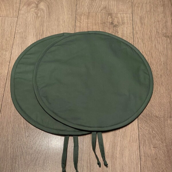 Aga Hob Lid Mat Pad Round Hob Cover Plane Cotton Bottle Green With Straps