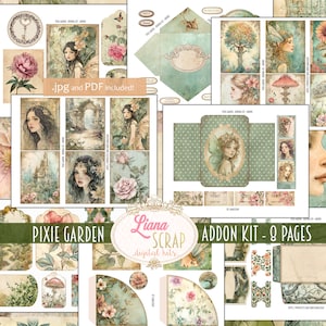Pixie Garden Junk Journal ADDON Kit, Collage de fantasía imprimible, Bosque de hadas encantado, recortes quisquillosos de álbum de recortes, diario de arte de hadas Ephemera