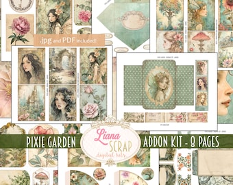 Pixie Garden Junk Journal ADDON Kit, Fairy Ephemera (PDF)