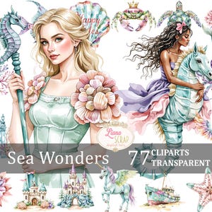 Sea Wonders 77 Clipart PNG - zeemeermin, piraat digitale kunst, transparante achtergrond, plannerstickers, oceaanafbeeldingen