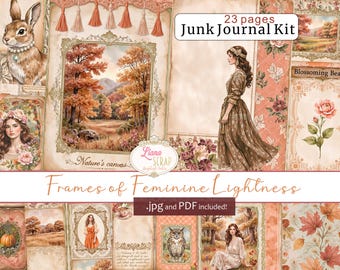 Vintage Fall Junk Journal Kit | Feminine Ephemera Papers (PDF)