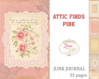 Pink Botanical Junk Journal Kit - Vintage Lace Ephemera (Digital Download)