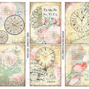 Vintage Clocks Junk Journal Digital Kit Printable, Flowers and Clocks ...