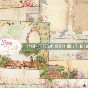Garten der Träume Journaling ADDON Digital Kit zum Ausdrucken, Garten und Blumen digitale Collage Sheets, Junk Journal Papier