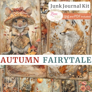 Herbst Märchen Digital Junk Journal Kit, Herbst Collage, Herbst Märchen wunderliches und magisches Papier