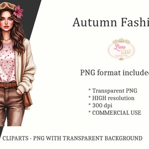 Autumn Fashion Clipart Set – Trendy Fall Outfits PNG (Digital Planner Stickers) image 4